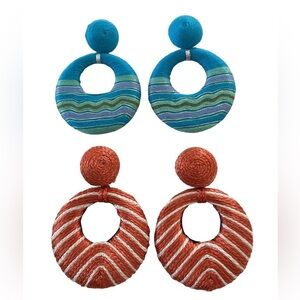 Colorful Vintage Woven Hoop Earrings Set